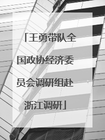 王勇带队全国政协经济委员会调研组赴浙江调研