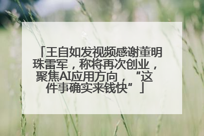 王自如发视频感谢董明珠雷军，称将再次创业，聚焦AI应用方向，“这件事确实来钱快”