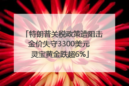 特朗普关税政策遭阻击金价失守3300美元 灵宝黄金跌超6%