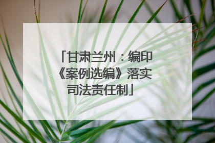 甘肃兰州：编印《案例选编》落实司法责任制