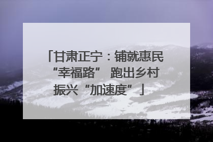 甘肃正宁：铺就惠民“幸福路” 跑出乡村振兴“加速度”