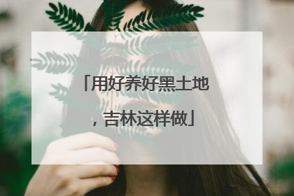 用好养好黑土地，吉林这样做