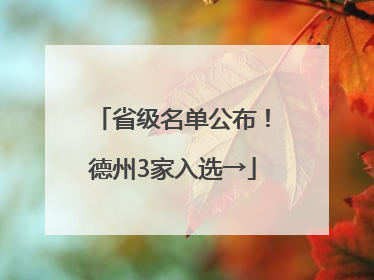 省级名单公布！德州3家入选→