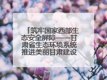 筑牢国家西部生态安全屏障——甘肃省生态环境系统推进美丽甘肃建设交出亮眼答卷