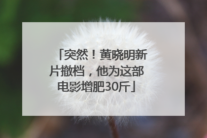 突然！黄晓明新片撤档，他为这部电影增肥30斤