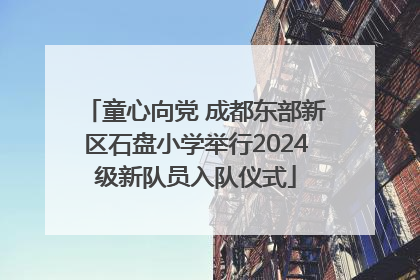 童心向党 成都东部新区石盘小学举行2024级新队员入队仪式