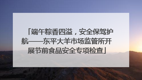 端午粽香四溢，安全保驾护航——东平大羊市场监管所开展节前食品安全专项检查