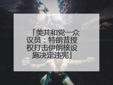美共和党一众议员：特朗普授权打击伊朗核设施决定违宪