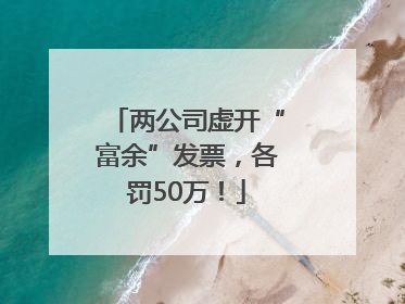 两公司虚开“富余”发票，各罚50万！