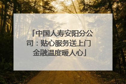 中国人寿安阳分公司：贴心服务送上门 金融温度暖人心