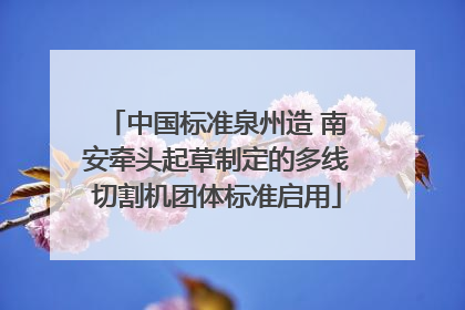 中国标准泉州造 南安牵头起草制定的多线切割机团体标准启用