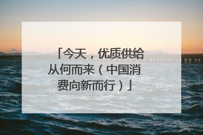 今天，优质供给从何而来（中国消费向新而行）