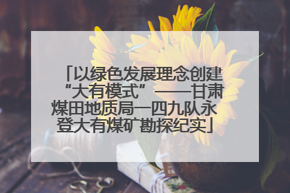 以绿色发展理念创建“大有模式”——甘肃煤田地质局一四九队永登大有煤矿勘探纪实