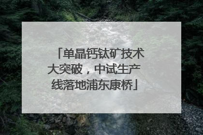 单晶钙钛矿技术大突破，中试生产线落地浦东康桥