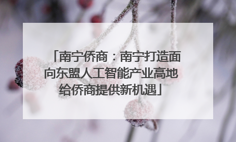 南宁侨商：南宁打造面向东盟人工智能产业高地给侨商提供新机遇