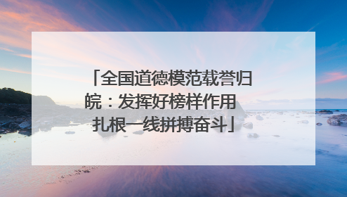 全国道德模范载誉归皖：发挥好榜样作用 扎根一线拼搏奋斗