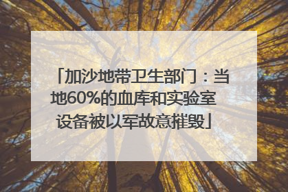 加沙地带卫生部门：当地60%的血库和实验室设备被以军故意摧毁