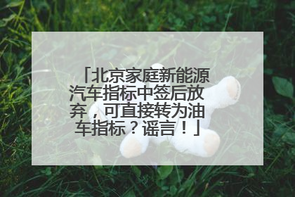 北京家庭新能源汽车指标中签后放弃，可直接转为油车指标？谣言！