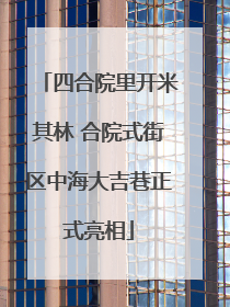 四合院里开米其林 合院式街区中海大吉巷正式亮相