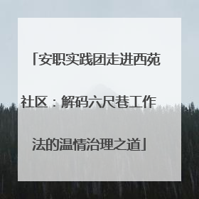 安职实践团走进西苑社区：解码六尺巷工作法的温情治理之道