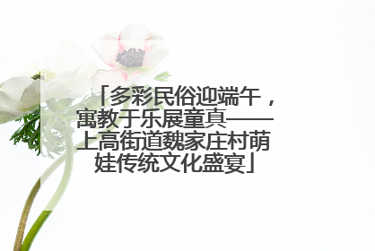 多彩民俗迎端午，寓教于乐展童真——上高街道魏家庄村萌娃传统文化盛宴