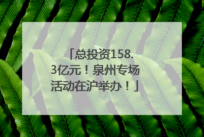 总投资158.3亿元！泉州专场活动在沪举办！
