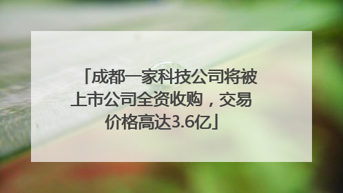 成都一家科技公司将被上市公司全资收购，交易价格高达3.6亿