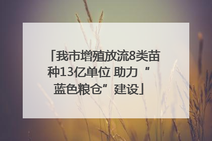 我市增殖放流8类苗种13亿单位 助力“蓝色粮仓”建设