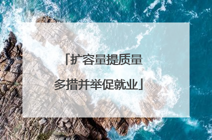 扩容量提质量 多措并举促就业