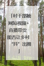 村干部触网短视频+直播带货 能否让乡村“抖”出圈