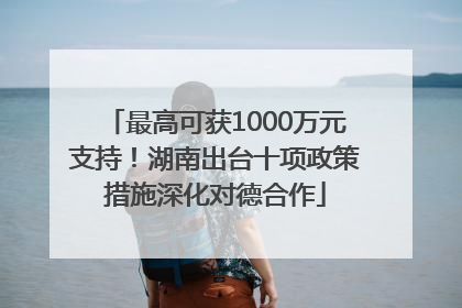 最高可获1000万元支持！湖南出台十项政策措施深化对德合作