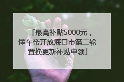 最高补贴5000元，懂车帝开放海口市第二轮置换更新补贴申领