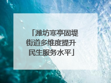 潍坊寒亭固堤街道多维度提升民生服务水平