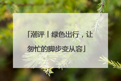 潮评丨绿色出行，让匆忙的脚步变从容