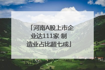 河南A股上市企业达111家 制造业占比超七成