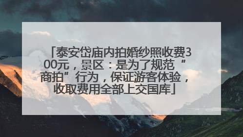 泰安岱庙内拍婚纱照收费300元，景区：是为了规范“商拍”行为，保证游客体验，收取费用全部上交国库