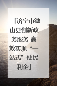 济宁市微山县创新政务服务 高效实现“一站式”便民利企
