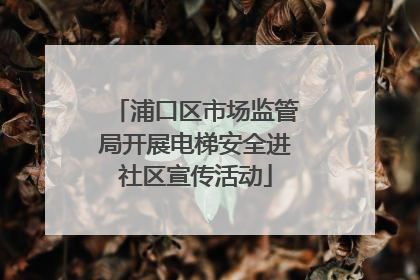 浦口区市场监管局开展电梯安全进社区宣传活动