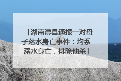 湖南澧县通报一对母子落水身亡事件：均系溺水身亡，排除他杀