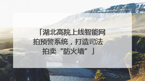湖北高院上线智能网拍预警系统，打造司法拍卖“防火墙”