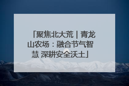 聚焦北大荒｜青龙山农场：融合节气智慧 深耕安全沃土