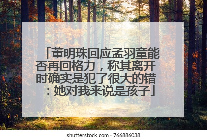 董明珠回应孟羽童能否再回格力，称其离开时确实是犯了很大的错：她对我来说是孩子
