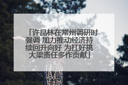 许昆林在常州调研时强调 加力推动经济持续回升向好 为扛好挑大梁责任多作贡献