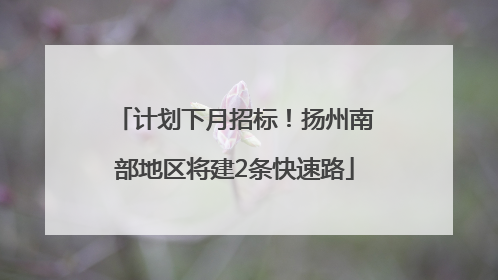计划下月招标！扬州南部地区将建2条快速路