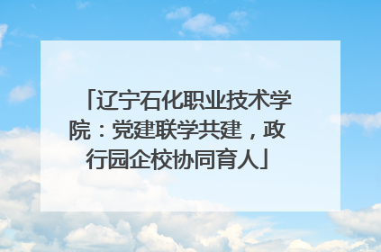 辽宁石化职业技术学院：党建联学共建，政行园企校协同育人