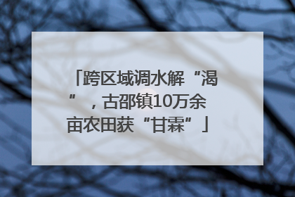 跨区域调水解“渴”，古邵镇10万余亩农田获“甘霖”