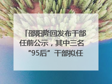 邵阳隆回发布干部任前公示，其中三名“95后”干部拟任副科级领导，均系硕士选调生