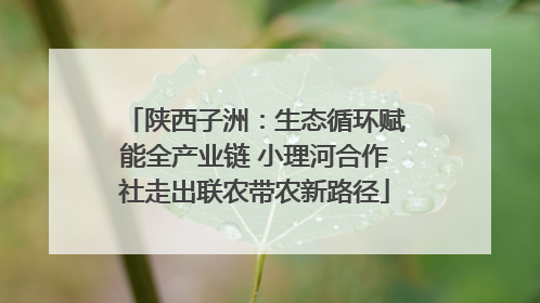 陕西子洲：生态循环赋能全产业链 小理河合作社走出联农带农新路径