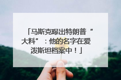 马斯克曝出特朗普“大料”：他的名字在爱泼斯坦档案中！