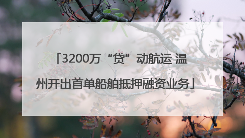 3200万“贷”动航运 温州开出首单船舶抵押融资业务